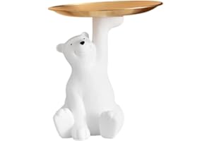 FLCPJGV Bear Figurine Jewelry Tray Desk Storage Tray Candy Dish Decorative Statue for Bedroom, Sitting