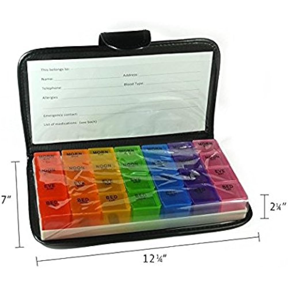 Extra Large Pill Organizer 7 Day Weekly XL Travel Case Medication