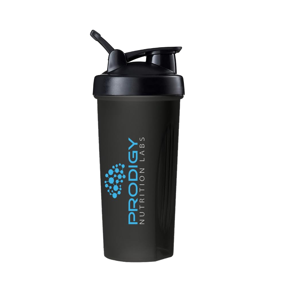 Protein Shaker 20oz Large Shaker Bottle Perfect for Workout Supplements, Protein powder, Sports drinks, BCAA'S, Meal Replacement, BPA Free, for Fitness Enthusiasts Athletes - Black