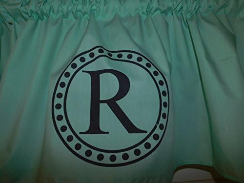 Solid valance Monogrammed, personalized with initial or business logo curtain Bright Yellow, Khaki, Orange, Lavender, Rust, Off- white, Kelly Green and more Colors. 58" wide. kids classroom, Custom