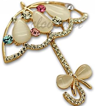 Silver Clover Women's Sun Umbrella Pin Brooch