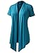 Women's Open Front Short Sleeve Cardigan Turquoise XX-Large