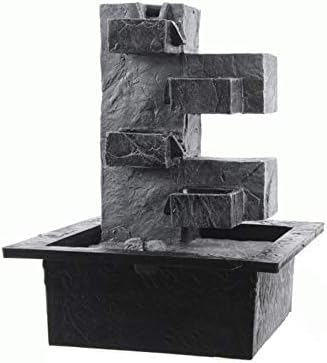 Gardening Naturally Indoor Water Feature Fountain F Shape With Warm White LED Light Rock Style