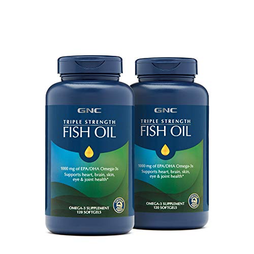 GNC Triple Strength Fish Oil, 2 Pack, for Join, Skin, Eye, and Heart Health