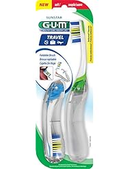 GUM Folding Travel Toothbrush with Antibacterial Soft Bristles (Pack of 6)