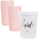 Bride & Bride Tribe Bachelorette Party Cups | Decoration and Party Supplies for Bridal Showers | 11 Pack - Rose Gold Bridesmaid Cups (Party Cups (16 oz))
