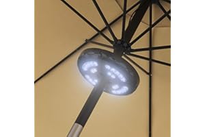 Rechargeable Patio Umbrella Light with 3 Brightness Modes - Battery-Operated LED Outdoor Lighting with USB Charging Cord by Pure Garden (Black)