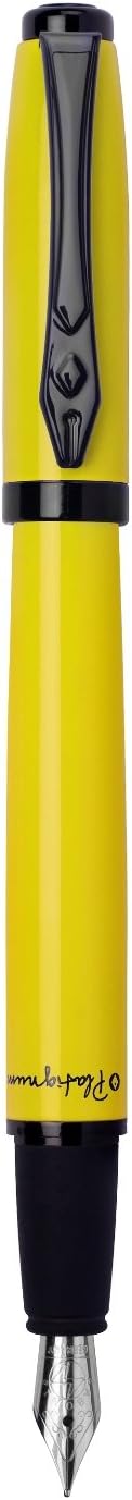 Platignum Studio Yellow Fountain Pen with Blue Ink in Gift Box (Black Ink Refill Included) [Pack of 1] Ref: 50307