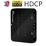 eBerry HDMI Splitter, HDMI 2 Ports 1x2 Powered Splitter V1.4 Certified for Ultra HD 2160P 4Kx2K Full HD 1080P 3D HDMI Adapter 1 in 2 Out HDMI Converter Support HDCP for Blu-ray PS4 Xbox DVD HDTV
