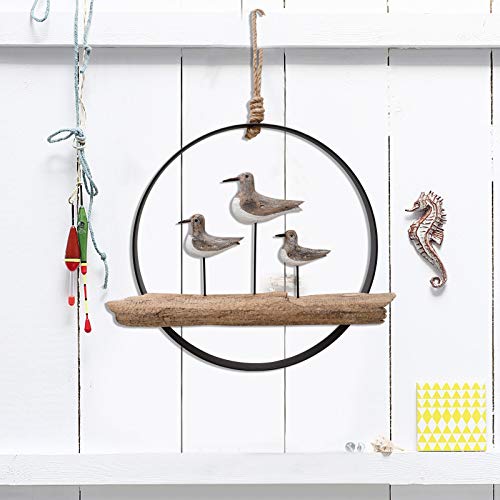K KILIPES Wood Seagull Wall Hanging Ornament Nautical Decor, Rustic