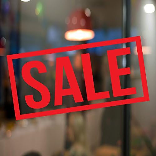 Sale Shop Vinyl Sticker Window Wall4Stickers Lettering Wall Art Sign Front Design Exterior, Red, 600 x 300mm