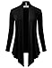 FLORIA Women's Open Front Drape Hem Lightweight Long Sleeve Knit Cardigan Black 1XL