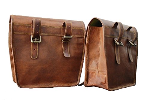 Spot On 2 X Motorcycle Side Pouch Brown Leather Side Pouch Saddlebags Saddle Panniers ( 2 Bags ) Pair