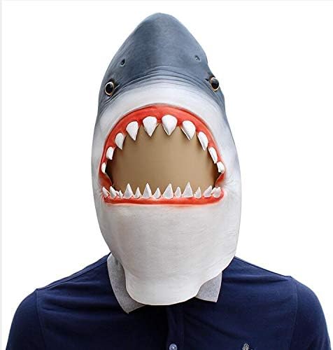 Novelty Animal Shark Mask Latex Head Set Men Fancy Dress Party Halloween 3D Animal Head Mask