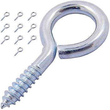 50PCS 6# Silver Zinc Plated Cup Hooks - 1.18 Inch Eye Shape Screw Hooks