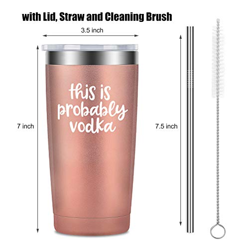 This is Probably Vodka Tumbler - Vodka Gifts for Women - Funny Birthday Wine Lovers Gifts Ideas for Best Friend, Mom, Daughter, Grandma, Nana, Her - LEADO 20oz Tumbler Travel Mug Stemless Sippy Cup - Thumbnail 2