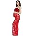 D&J DON&JUDY Maternity Photography Props Sexy Dress See-Through Maxi Maternity Lace Dress (Burgundy)