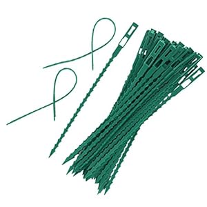 Tumnea Plantenbinders verstelbaar, groene kunststof kabelbinders planten draad plantenklemmen – 50 stuks