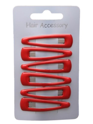 Set of 6 Red Hair Clips Snap Bendies Sleepies 5cm (2")