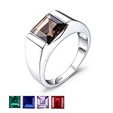 Jewelrypalace Men's 2.3ct Square Natural Smoky Quartz 925 Sterling Silver Ring Size 12