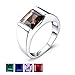 Jewelrypalace Men's Square 2.2ct Natural Smoky Quartz Engagement Ring, 14K White Gold Plated 925 Sterling Silver Promise Rings, Genuine Brown Gemstone Jewelry Gift For Men 8