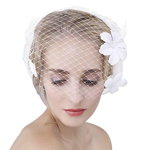 Bridal Face Veil Hair Headband Bridal Pearl Face Birdcage Veil Net