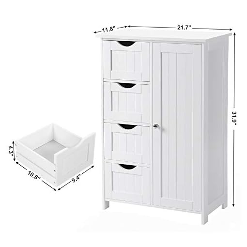 VASAGLE Bathroom Storage Floor with Adjustable Shelf and