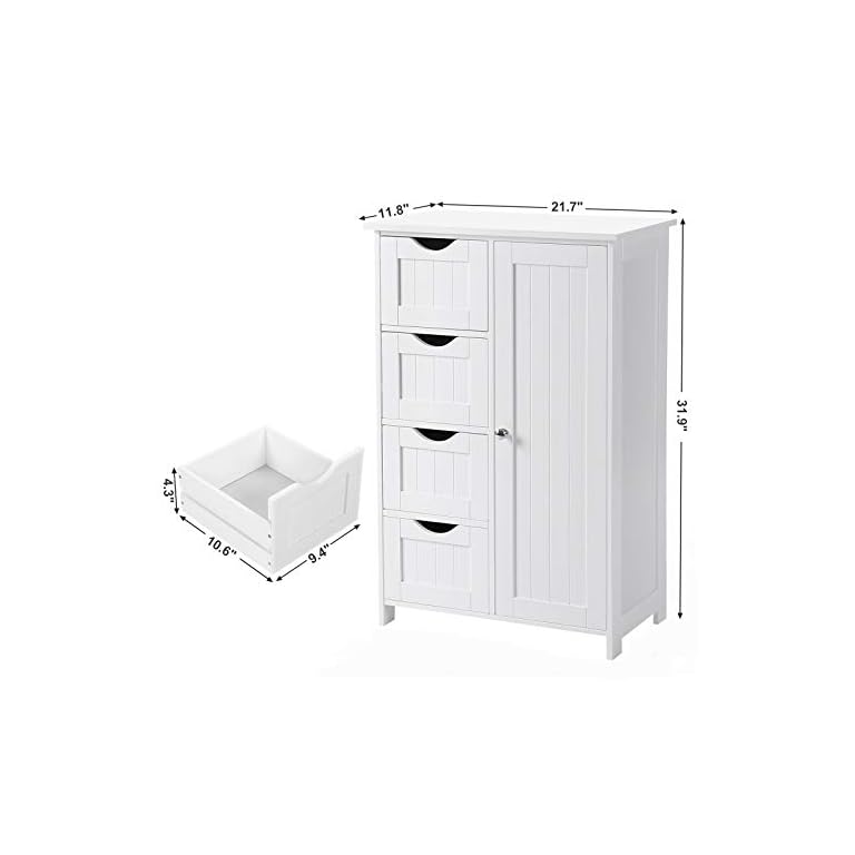 VASAGLE Bathroom Storage Floor with Adjustable Shelf and