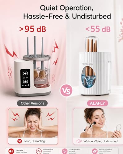 ALAFLY Limpiador y Secador Eléctrico 3 en 1 para Brochas de Maquillaje, Máquina Automática USB de Limpieza Profunda, Limpieza y Secado Rápido Portátil [Sin Quitar las Brochas]