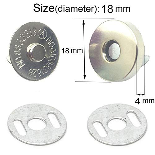 BALABALA 50 Sets 18mm Silver Tone Magnetic Buttons Snap Clasps for Handbag Purses Bags Clothes Leather Sewing Craft DIY