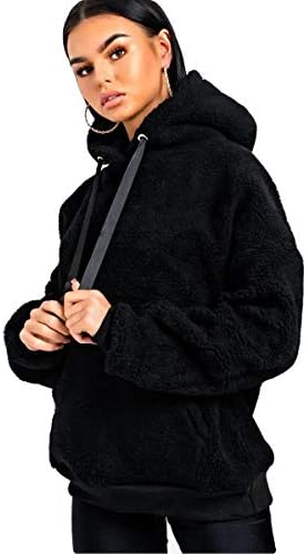 Ikrush Womens Tillie Teddy Hooded Jumper Black