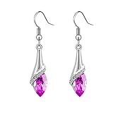 Aokdis (TM) Hot Womens Lady Crystal Marquise Cut Teardrop Wedding Earrings Gift (hot pink)