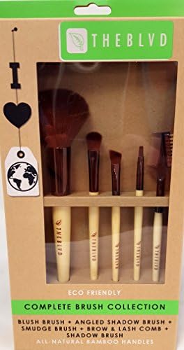 The Blvd 5pc Cosmetic Brush Collection with All-Natural Bamboo Handles