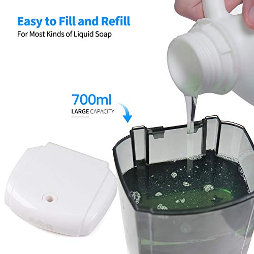 SVAVO Soap Dispenser Wall Mount 23.7oz / 700ml, Refillable Commercial Soap Dispenser, Wall Mounted Liquid Soap Dispensers for Bathroom, Kitchen, Restaurant, Body Wash, ABS Plastic