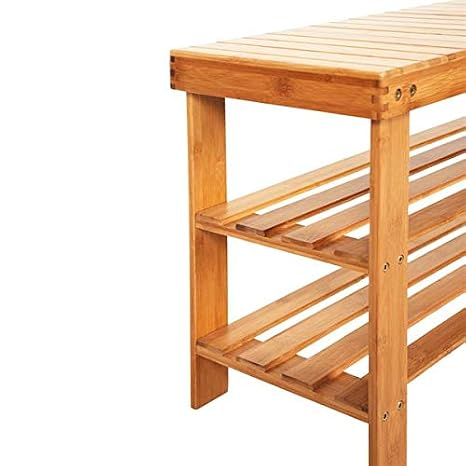 Style1 Natural Color Fullwatt 3 Tier Bamboo Shoe Rack Bench Entryway Storage Organizer With Seat Max Holds Up To 260 Lbs Bamboo Entryway Bench Storage Shelf For Closet Bedroom Entryway Hallway Storage Benches