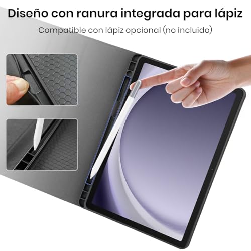 Case with Keyboard for Samsung Galaxy Tab A9+/A11+ 11 Inch 2023/2025, [Spanish] Keyboard Tablet Galaxy A11+ Protective Case, Detachable Pencil Holder Keyboard for Samsung A11 Plus Tablet (Black)