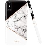LUOLNH Compatible with iPhone Xs Max Case,Marble Design Slim Shockproof Flexible Soft Silicone Rubber TPU Bumper Cover Skin Case for iPhone Xs Max 6.5 inch(2018)-Geometric Black