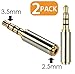 Gold Plated 3.5mm Male to 2.5mm Female Headphone Audio Adapter Jack Stereo or Mono for Apple iPhone 3GS 4G 4S 5 Samsung Galaxy S3 S4 Galaxy Note 2 iPad 2 3 4 iPad Mini (2 Pack)