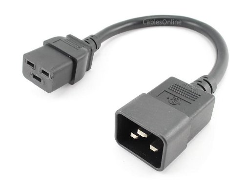 CablesOnline 1-foot C20 to C19 15A/250V 14AWG/3C SJT Server/PDU Power Cord, Black, PC-71401 - Thumbnail 4
