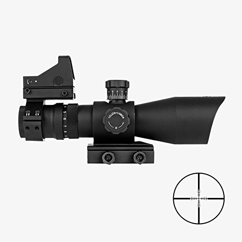 TRINITY FORCE 3-9x42 REDCON V2 (P4 SNIPER Reticle) Rifle Scope + Compact Backup AIming Red Dot Sight And Integral Mount Fits RUGER SR556 S&W M&P 15-22 Mossberg MMR 715t Springfield Armory Saint