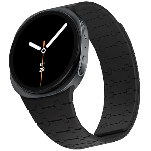ZZDZZ Magnetic Band Compatible with Samsung Galaxy Watch 8 Band 40mm 44mm/Galaxy Watch 8 Classic 46mm(2025), Silicone Sport Strap for Women Men, Black