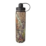 EcoVessel BOULDER TriMax Dual Opening Insulated Stainless Steel Water Bottle with Tea - Fruit and Ice Strainer - 24 oz. - Mossy Oak
