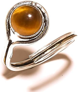 Ancient! Sizable! Handmade Jewelry! Brown Tiger Eye Sterling Silver Overlay Ring Size 6.5 US