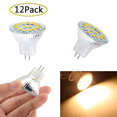 MR11 GU4 LED Bulbs 4W AC/DC 12V 25W-30W Halogen Bulbs Equivalent G4/GU4 Bi-pin Base MR11 Spotlight Warm White 3000K for Landscape Accent Recessed Track Lighting (12 Pack)