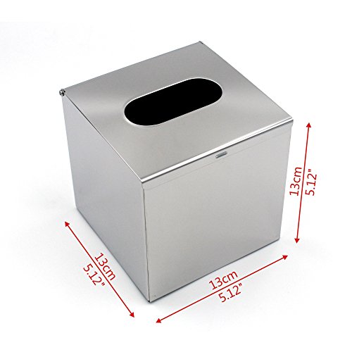 JunSun Square Stainless Steel Facial Tissue Box Cover Napkin Holder Tissue Box Holder-Wall Mounted or Freestanding Use for Bathroom, Bedroom or Office-Mirror Polished Finish - Thumbnail 6
