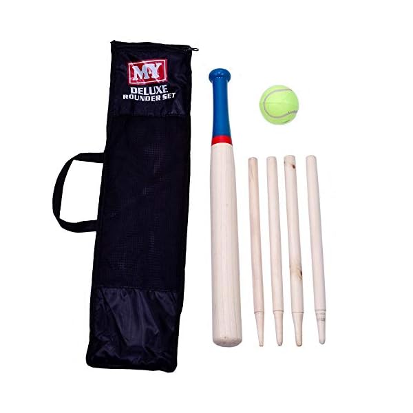 MY-Cricket-Rounders-Sets-Outdoor-Games M.Y Deluxe 6 Piece Wooden Rounders set