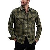 ceauros Men's Plaid Shirts Long Sleeve Button Down Washed Corduroy Shirts Casual Vintage Lightweight Shirt Jacket