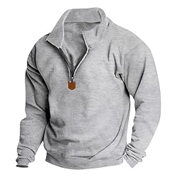 Mens Quarter Zip Pullover Vintage Fashion Long