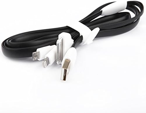 Colorful 3in1 Micro USB Lightning Flat Silicone Charging Cable 4 feet Compatible With Samsung Galaxy And All Micro USB Devices Apple iPhone Lightning 5 5s 6 Plus iPad iPod eca25-5