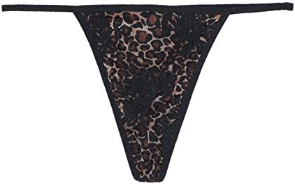 Clearance! Discount! Sheer Lace Sexy String Thong 65101K, Black Leopard, L